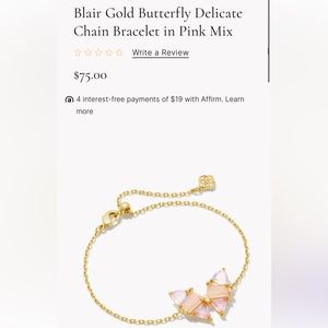 Blair Gold Butterfly Delicate Chain Bracelet in Pink Mix